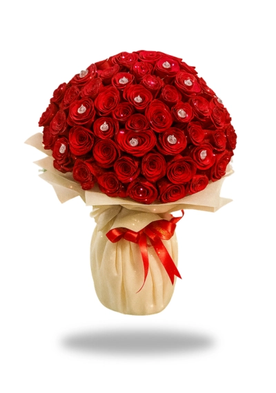 100 Prime Roses Hand Tied Bouquet